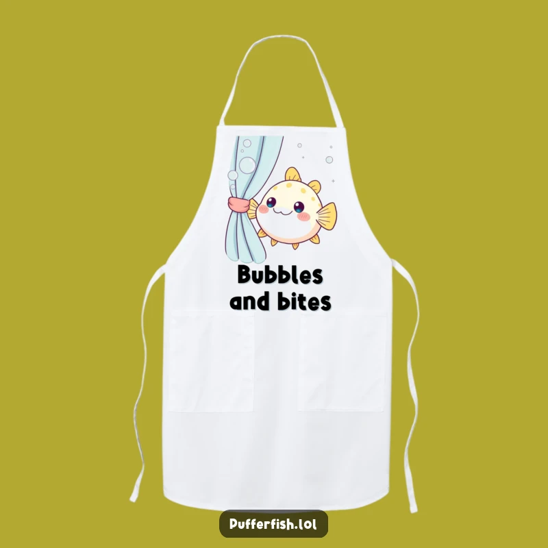 Funny Kawaii Pufferfish Peek Apron: Chef-Worthy, Hilarious Kitchen Wear