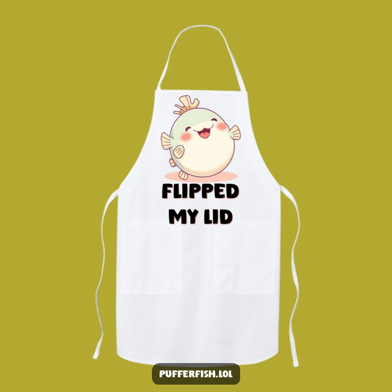 Funny Rolling Pufferfish Apron: Glee-Filled Chef Design, Perfect Funny Kitchen Gift