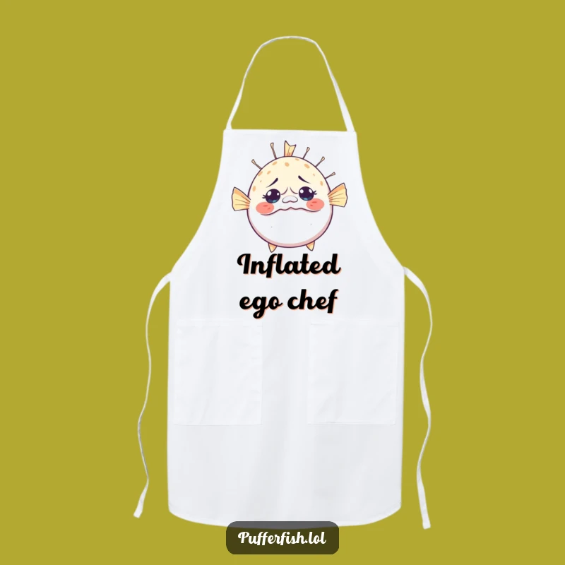 Funny Bewildered Pufferfish Inflating Apron: Cook Up Hilarious Surprises