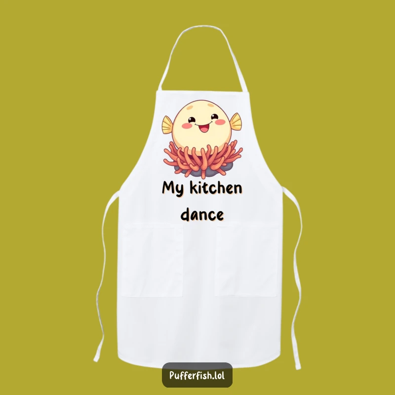 Funny Pufferfish Bounce Apron: Smiling Cook Fish Theme, Ideal Funny Gift