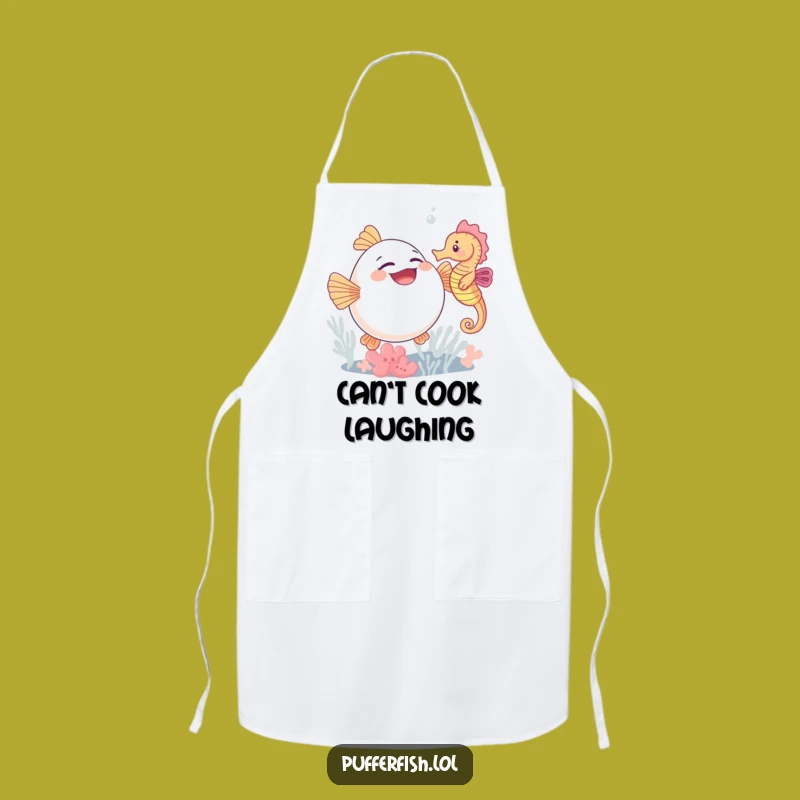 Funny Pufferfish Giggle Apron: Cook with Coastal Charisma!