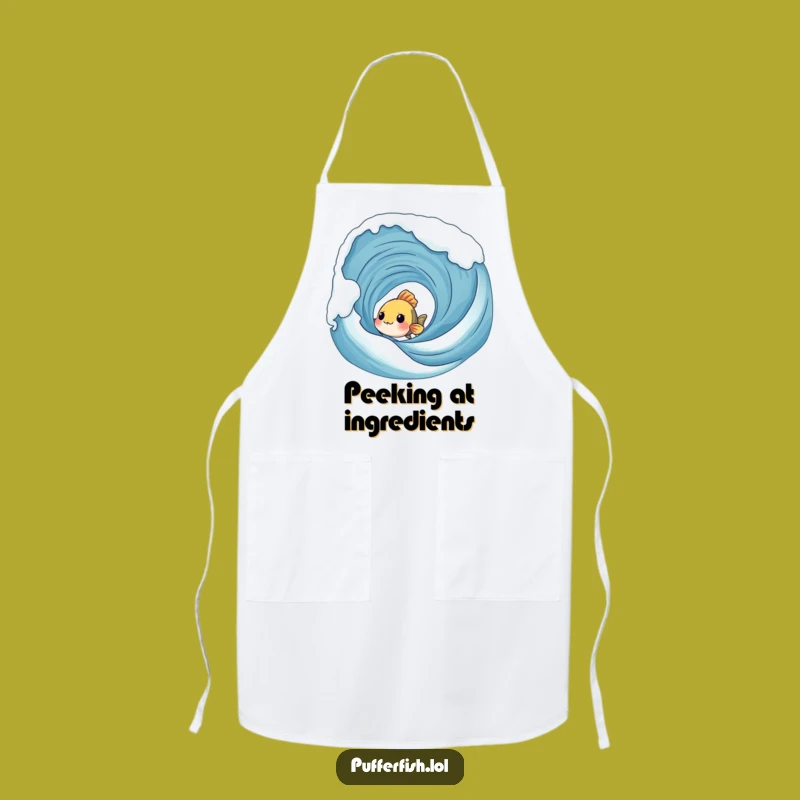 Funny Shy Fish Wave Apron - Cook with Gentle, Curious Flair