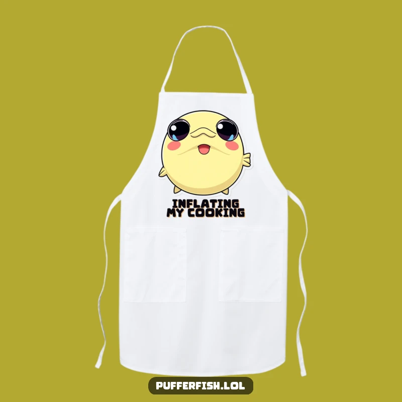 Funny Kawaii Pufferfish Apron: Kitchen Fun and Adorable Gag Gift