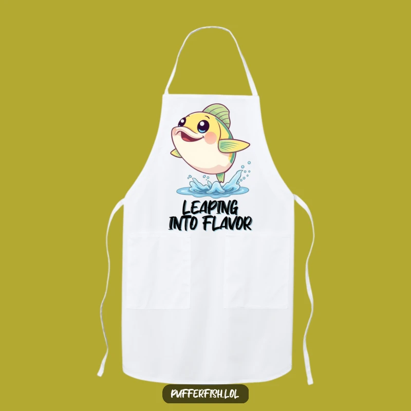 Funny Cheerful Fish Leap Apron - Cook with Energetic, Comedic Flair