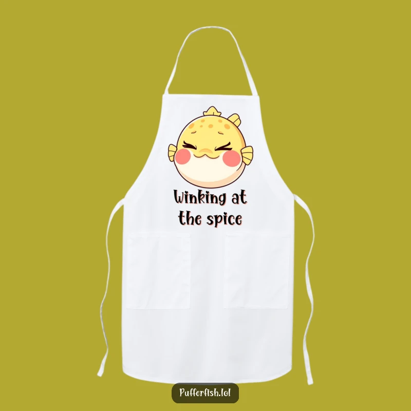 Funny Pufferfish Wink Apron: Cook with Mischievous Flair, Perfect Gift