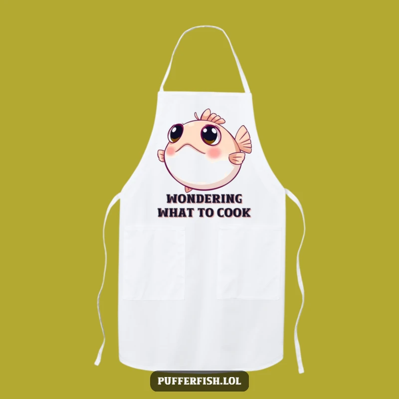 Funny Curious Pufferfish Apron: Wide-Eyed Kitchen Explorer