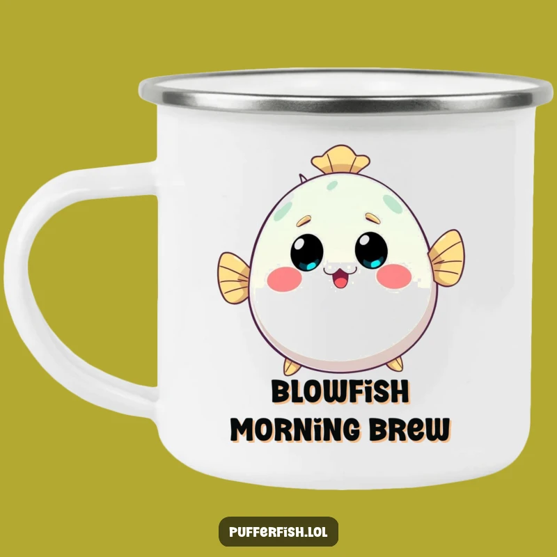 Funny Kawaii Pufferfish Camping Mug - Inflating Cute Gift, Perfect Outdoor Buddy!