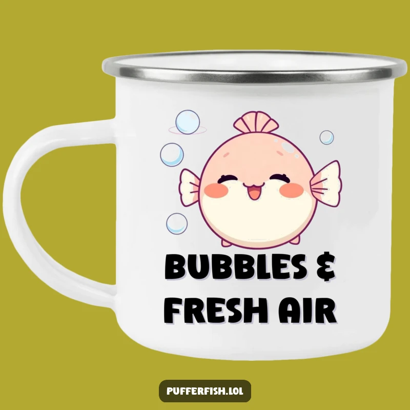 Funny Pufferfish Adventure Mug: Cheerful Bubbles for Outdoor Fun