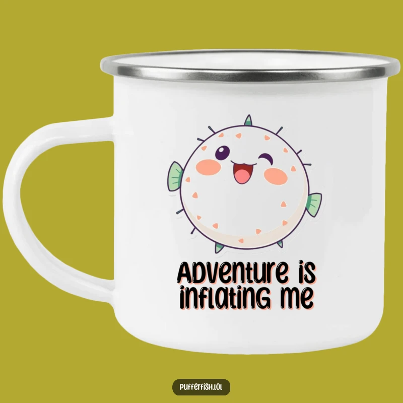 Funny Pufferfish Camping Mug: Adventure with Cheer, A Rugged Funny Gift!