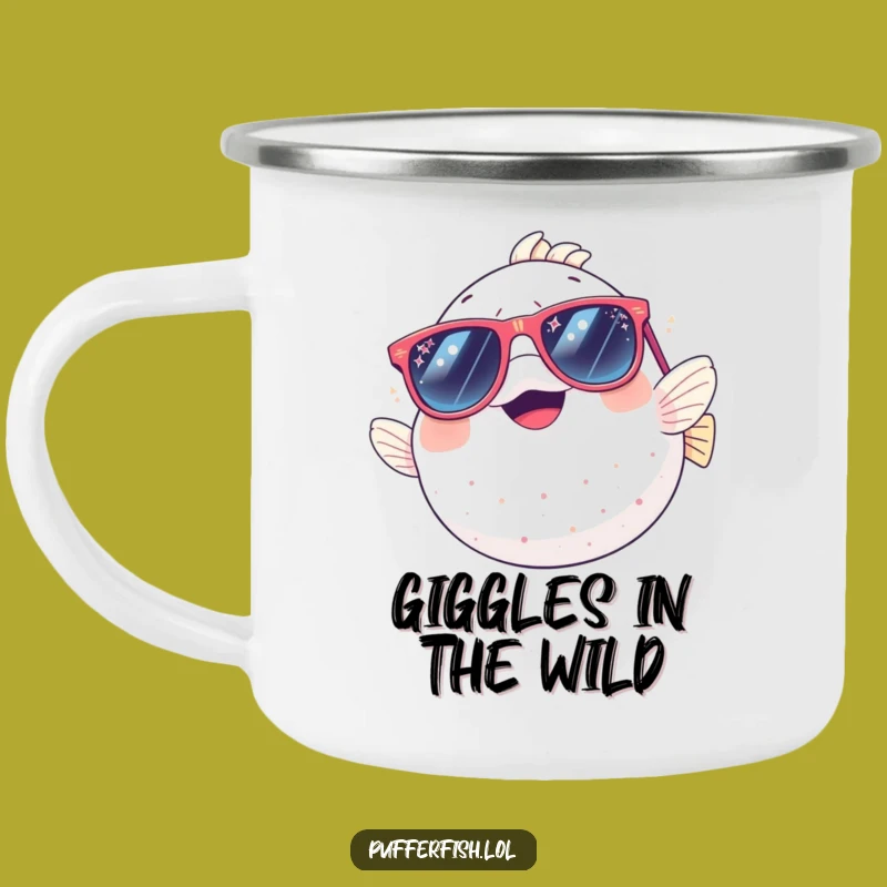 Funny Pufferfish Camping Mug: Giggles and Sparkles for Outdoor Adventures