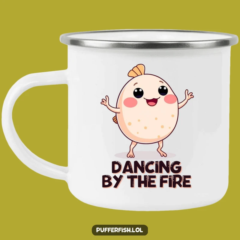 Funny Pufferfish Dance Camping Mug: Campfire Moves, Hilarious Gift