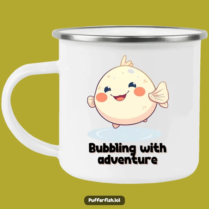 Funny Pufferfish Grin Camping Mug - Your Hilarious Outdoor Companion