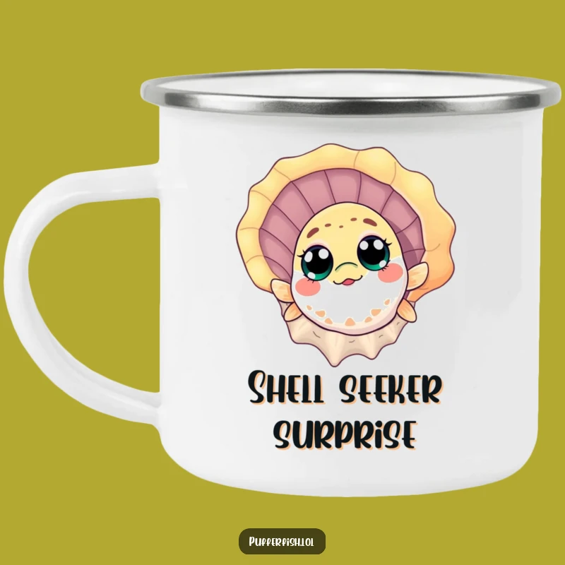 Funny Pufferfish Seashell Camping Mug: Hilarious Brew for Ocean Adventures