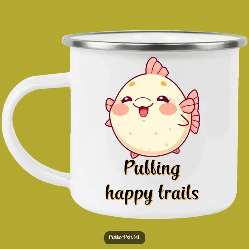 Cute Kawaii Pufferfish Camping Mug: Adorable, Funny Camp Companion!