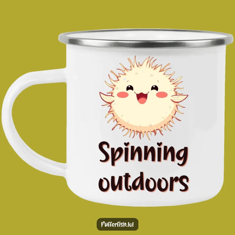Funny Adventure Pufferfish Mug: Sip Happiness Around the Campfire Gift