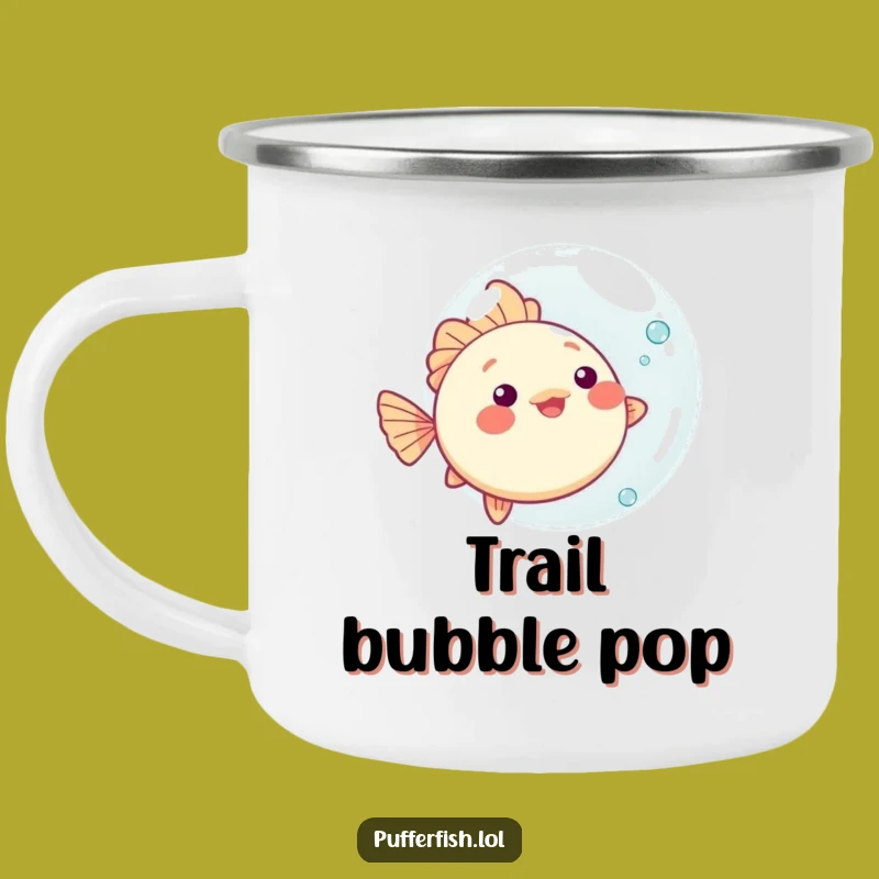 Funny Kawaii Pufferfish Bubble Camping Mug - Playful Ocean Gift, Perfect Outdoor Buddy!