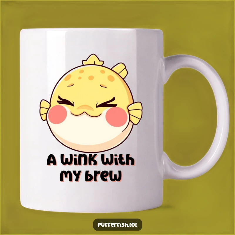 Funny Pufferfish Wink Mug: Mischievous Charm, Perfect Gift
