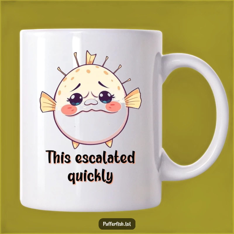 Funny Bewildered Pufferfish Inflating Mug: Hilarious Surprise Gift for Ocean Lovers