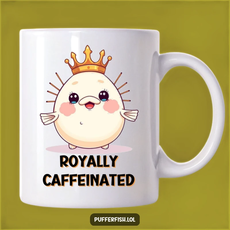 Funny Crowned Pufferfish Mug: Royal Inflation Humor, Perfect Funny Gift!