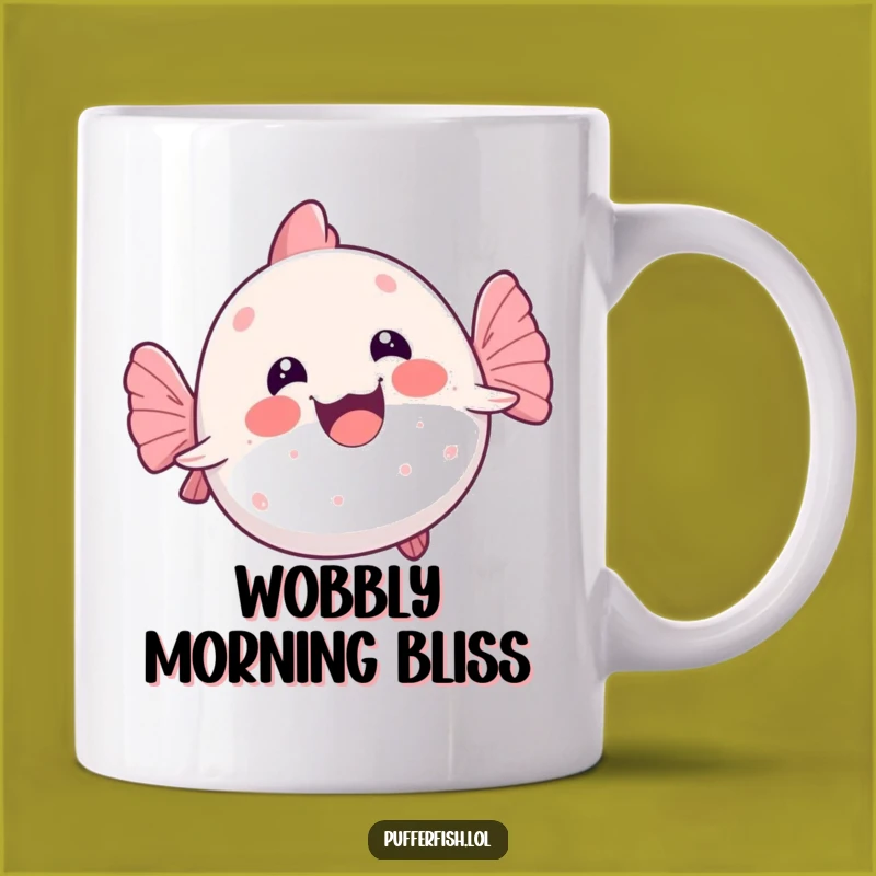 Funny Kawaii Pufferfish Backstroke Mug: Hilarious Water Wobble Gift
