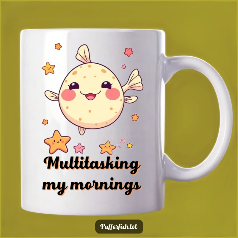 Funny Kawaii Pufferfish Juggling Mug - Sea Star Talent Gift, Perfect Cute Ocean Lover!