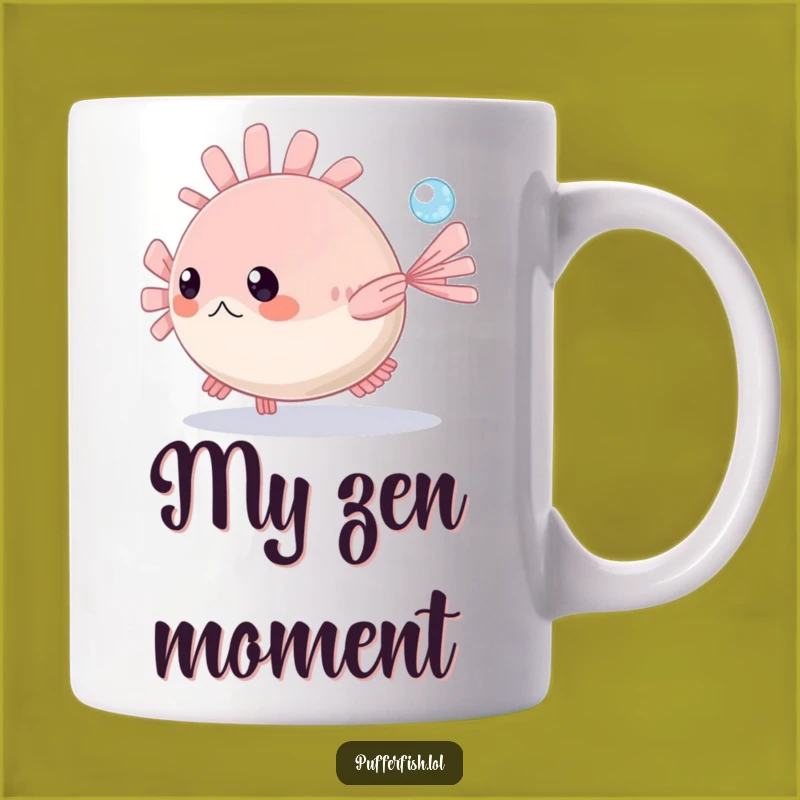 Funny Pufferfish Bubble Chase Mug - Adorable Ocean Creature Gift for Humor Lovers