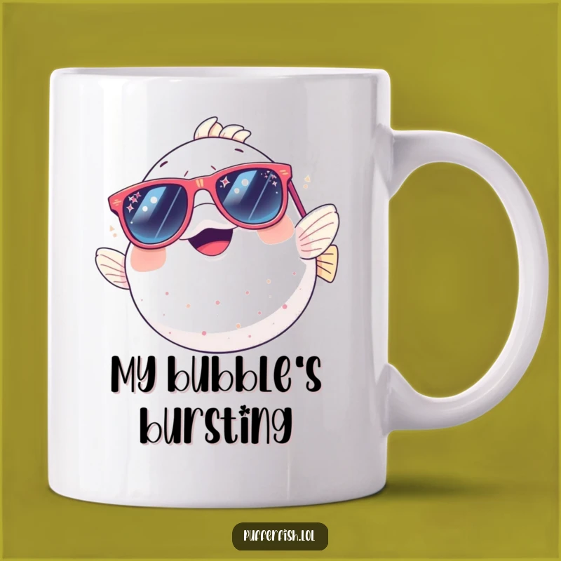 Funny Pufferfish Giggling Mug: Hilarious Oversized Sunglass Gift for Laugh Lovers