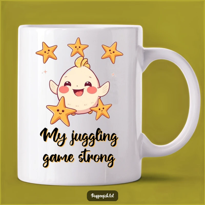 Funny Puffy Fish Juggling Starfish Mug - Hilarious Gift for Ocean Lovers