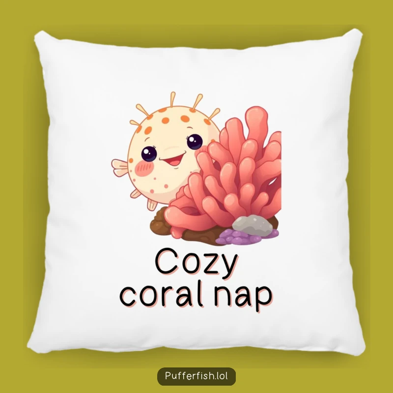 Funny Peek-a-Boo Pufferfish Pillow: Cozy Coral Surprise, Your Ultimate Funny Gift