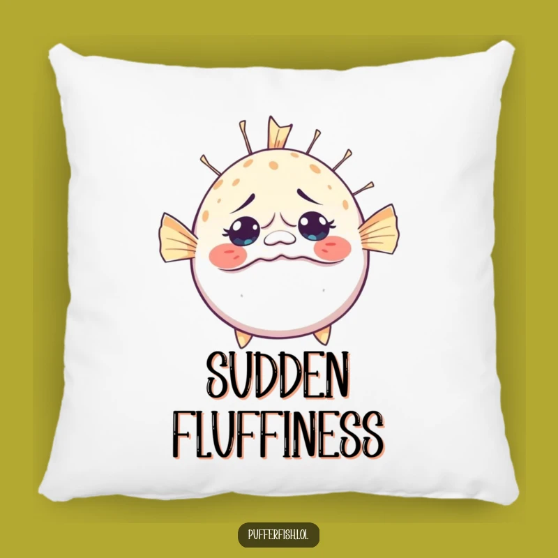 Cozy Funny Bewildered Pufferfish Pillow: Soft & Hilarious Surprise Accent