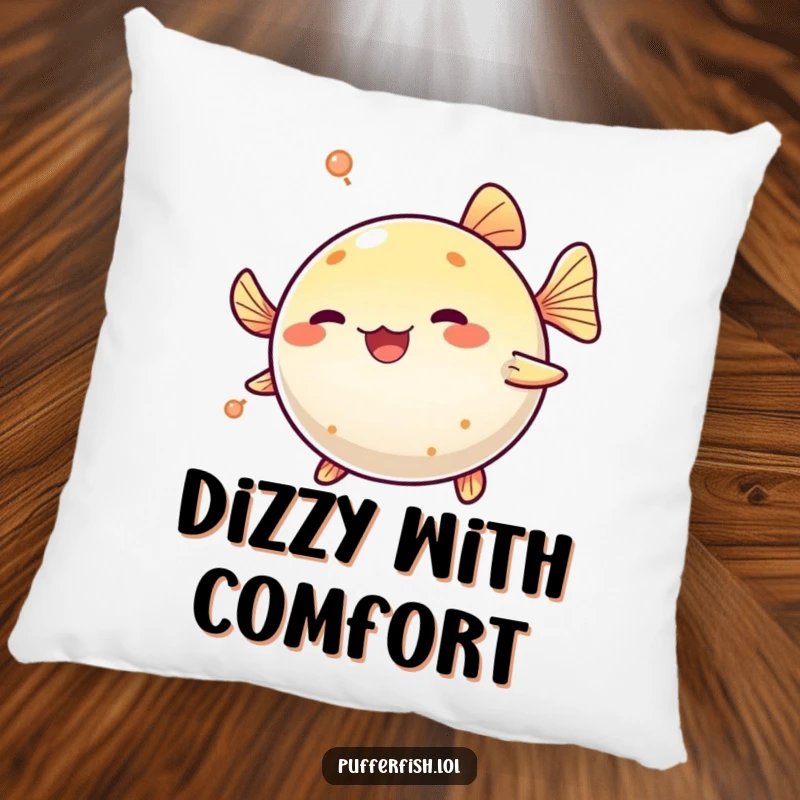 Funny Pufferfish Spinning Pillow: A cute pufferfish playfully spins in a circle, perfect for adding comfort and a touch of humor.