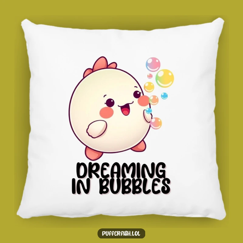 Funny Happy Pufferfish Bubble Pillow - Kawaii Cartoon Cushion - Cozy Gift