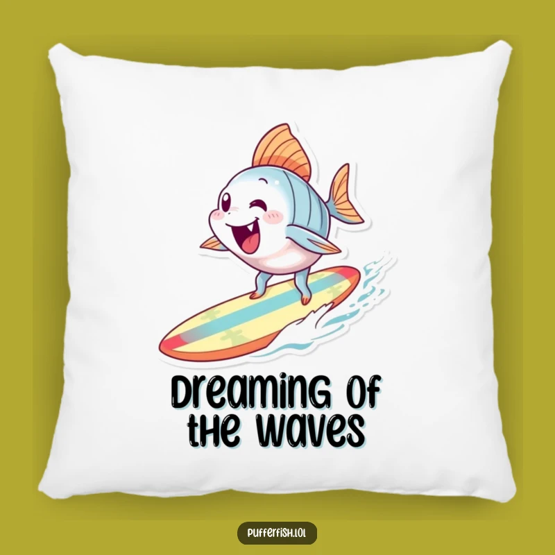 Soft Funny Surfing Fish Pillow: Comfy Ocean Rider, Perfect Humorous Accent