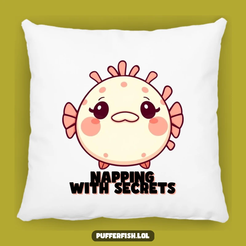 Funny Kawaii Pufferfish Pillow: Surprised Fish Cushion with Mischievous Comfort