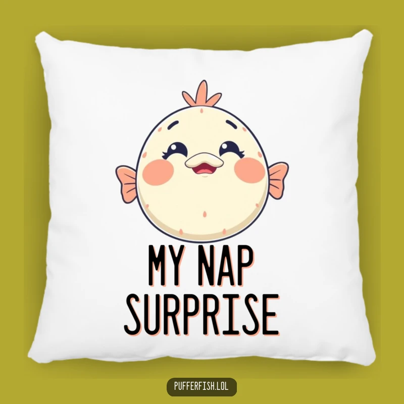 Funny Kawaii Pufferfish Surprise Pillow: Cute Shocked Face, Ideal Funny Gift