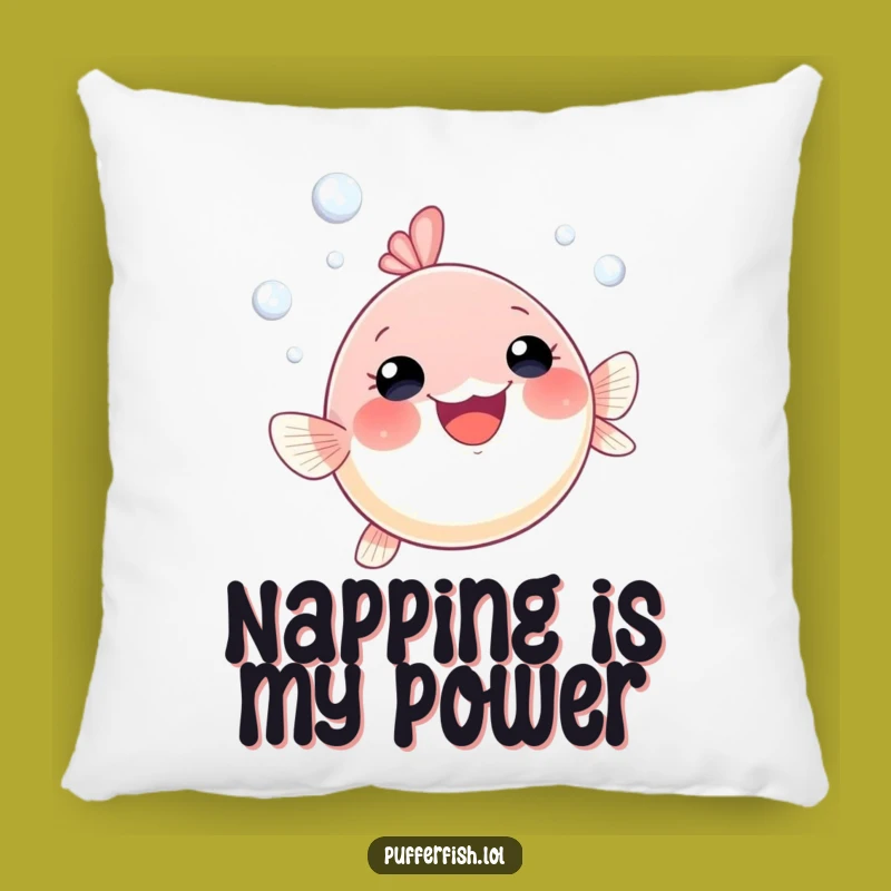 Funny Pufferfish Bubble Accent Pillow: Gleeful Swimmer Comfort, Ideal Funny Gift