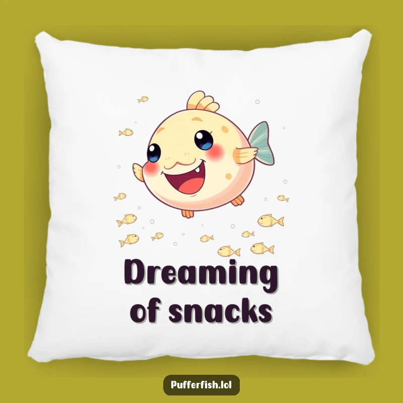 Funny Pufferfish Joy Pillow: Cuddle Up with a Happy Fish Design!
