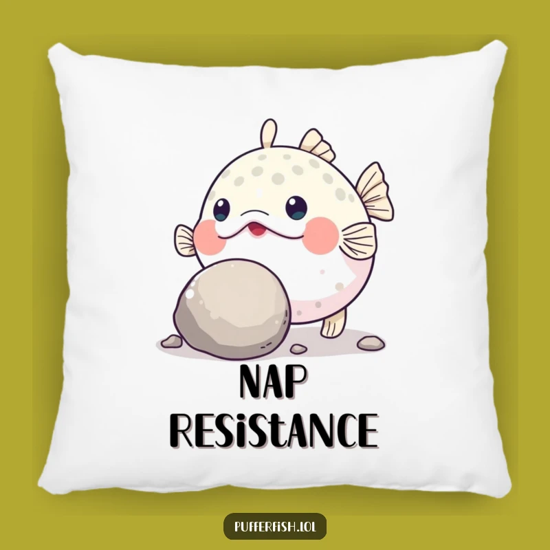 Funny Pufferfish Grit Pillow: Cuddle Up with Determination!