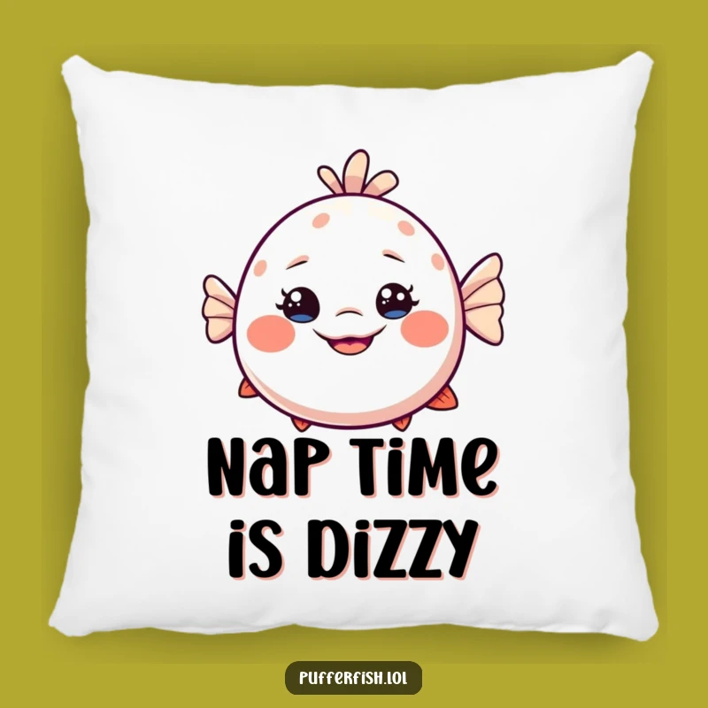Soft Funny Dizzy Pufferfish Pillow: Comfy Goofy Grin, Perfect Humorous Accent