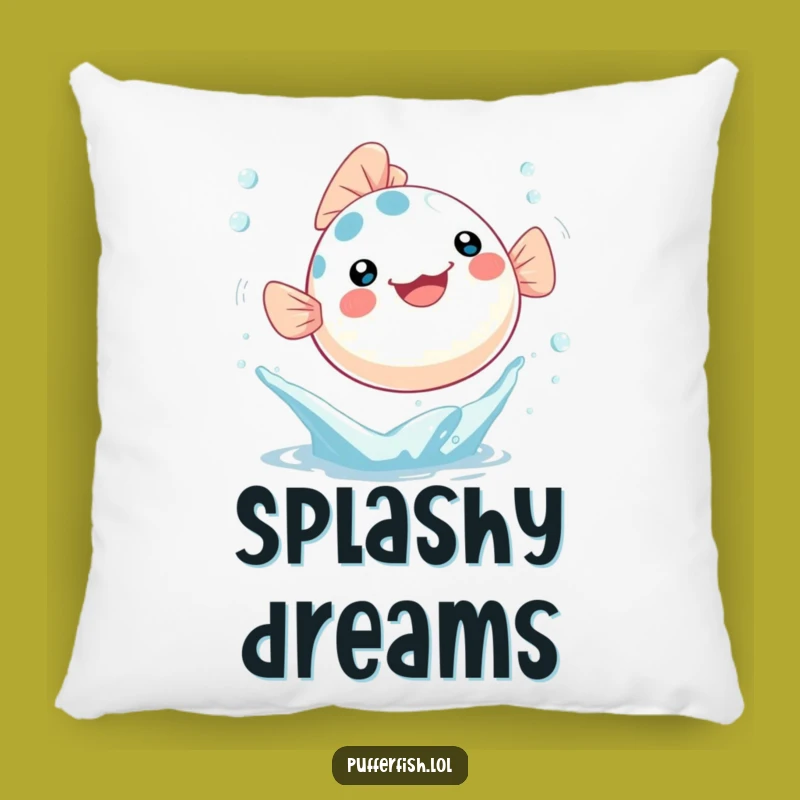 Funny Kawaii Pufferfish Pillow - Cozy Leaping Character, Perfect Humorous Accent!