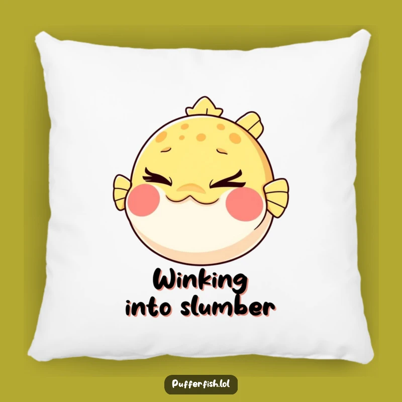 Funny Pufferfish Wink Pillow: Comfy Charm, Chuckle-Worthy Accent, Great Gift