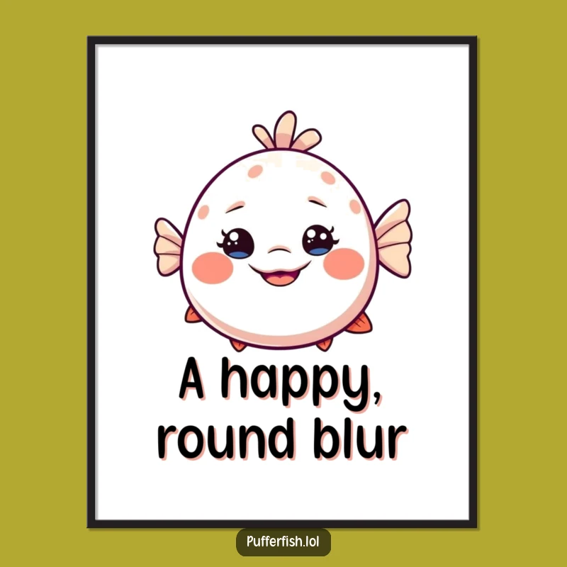 Funny Dizzy Pufferfish Digital Art: Printable Goofy Grin, Humorous Gift for Instant Decor