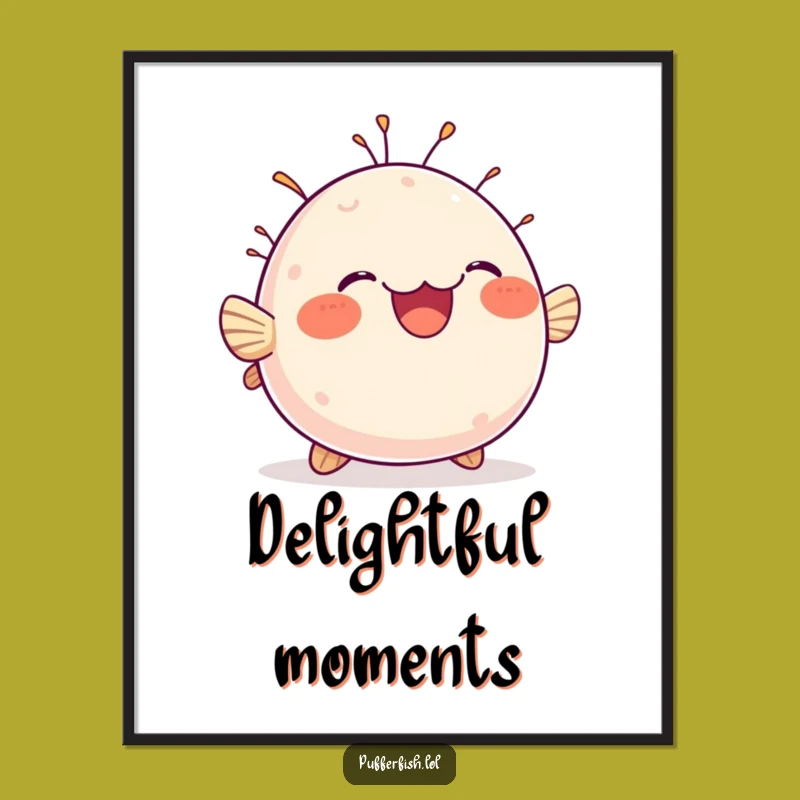 Funny Chubby Pufferfish Digital Art: Delighted Decor, Ideal Funny Gift