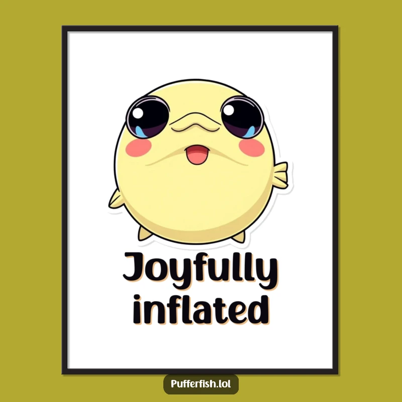 Funny Kawaii Pufferfish Digital Print: Cute Wall Decor and Adorable Gift