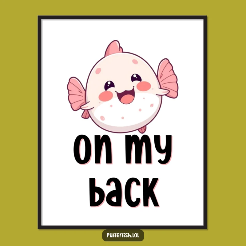 Funny Kawaii Pufferfish Wobble Swim Digital Art: Instant Joyful Decor