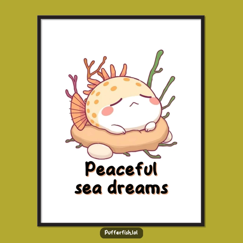 Funny Napping Pufferfish Digital Art - Instant Peaceful Vibes, Perfect Funny Gift Download