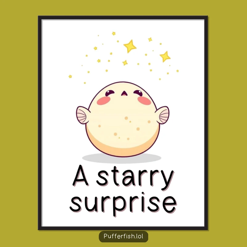 Funny Pufferfish Celestial Digital Art - Instant Starry Wonder, Perfect Funny Gift Download