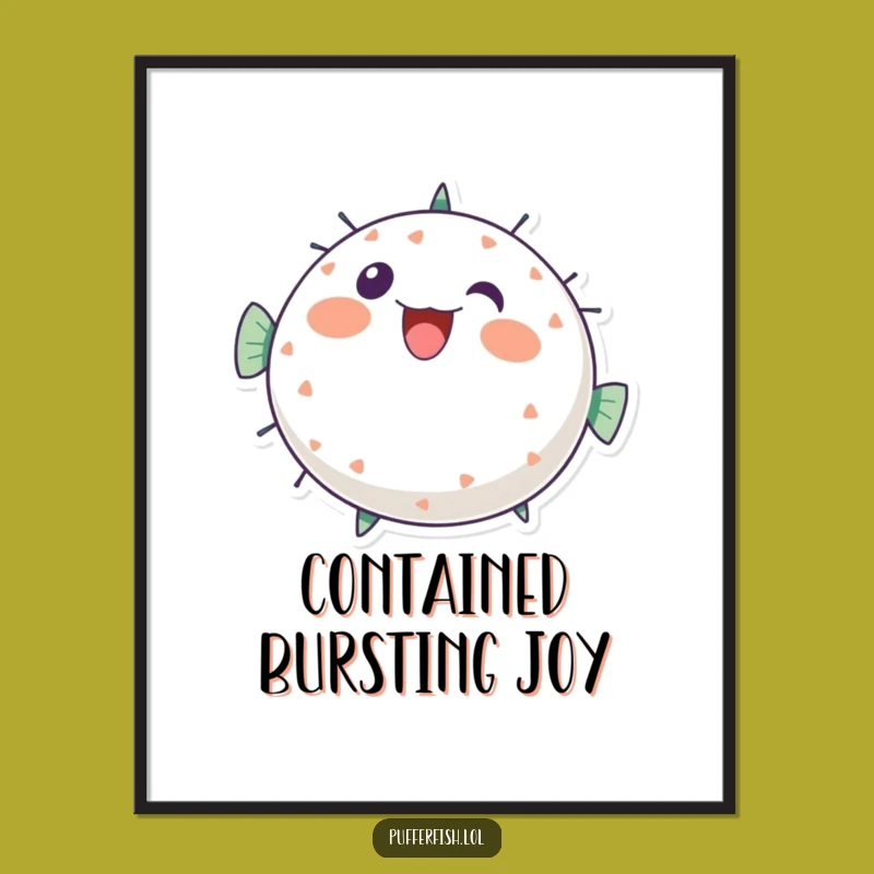 Funny Pufferfish Digital Art: Bursting with Joy, Instant Funny Gift!