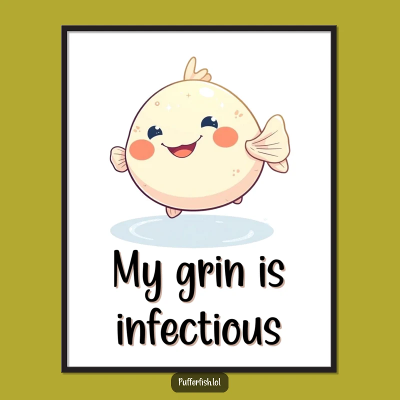 Funny Pufferfish Grin Digital Art - Instant Hilarious Wall Decor