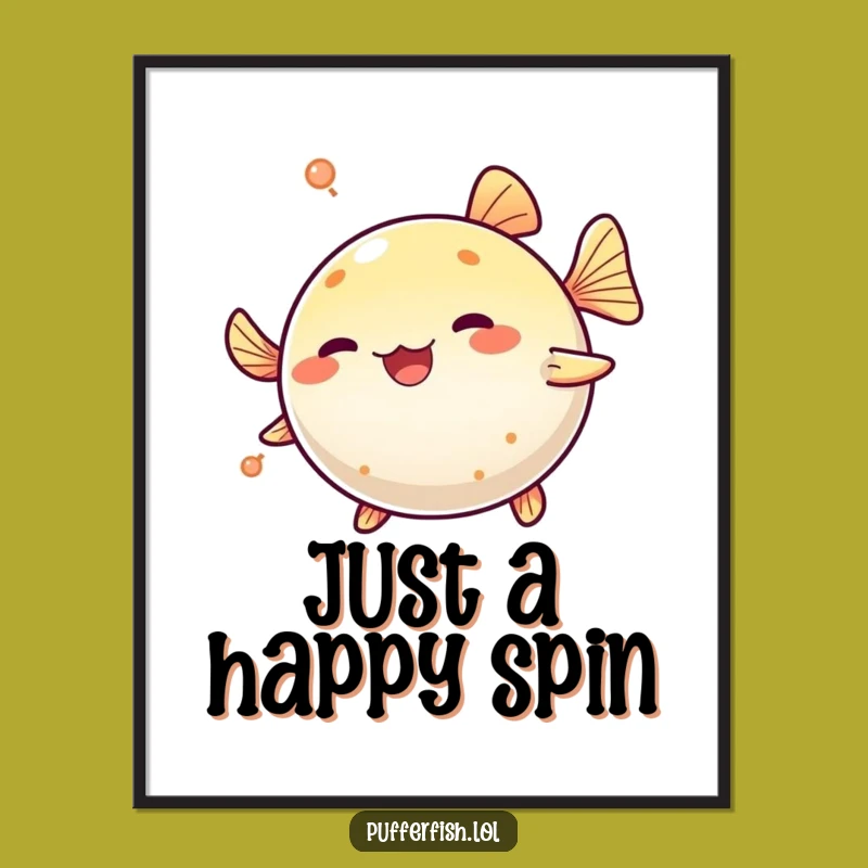 Funny Pufferfish Spinning Digital Art Print: Instant Fun, Hilarious Funny Gift!